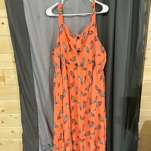 Torrid Orange Feather Print Maxi Dress